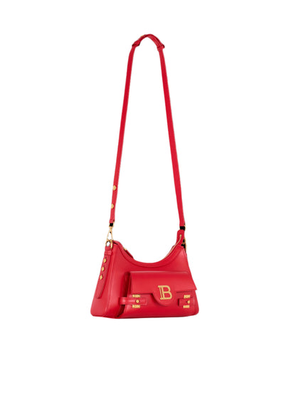 Balmain B-Buzz Hobo-Calfskin Hobo Bag in Rouge