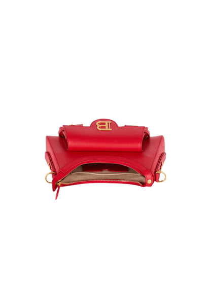 Balmain B-Buzz Hobo-Calfskin Hobo Bag in Rouge