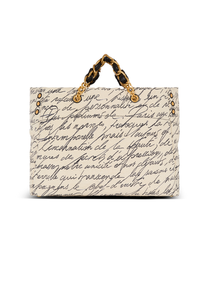 Balmain 1945 Soft Cabas XXL-Love Letter Canvas in Naturel/Noir