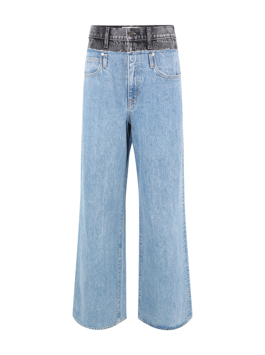 SLVRLAKE Re-Work Eva Double Waistband Jeans in Pacific Moon Blue