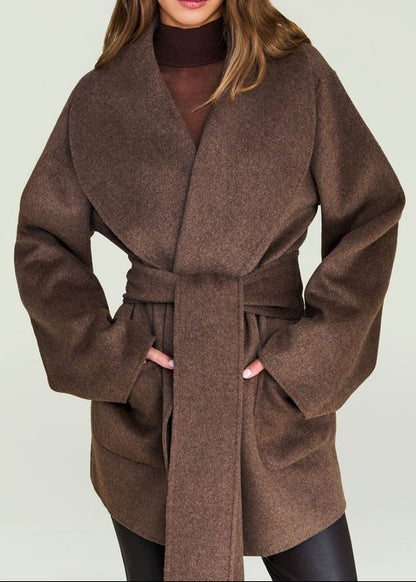 SEROYA Dulcetta Wool Coat in Sable Brown