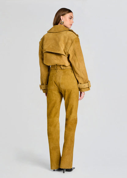 Retrofête Rubee Suede Coat in Ochre