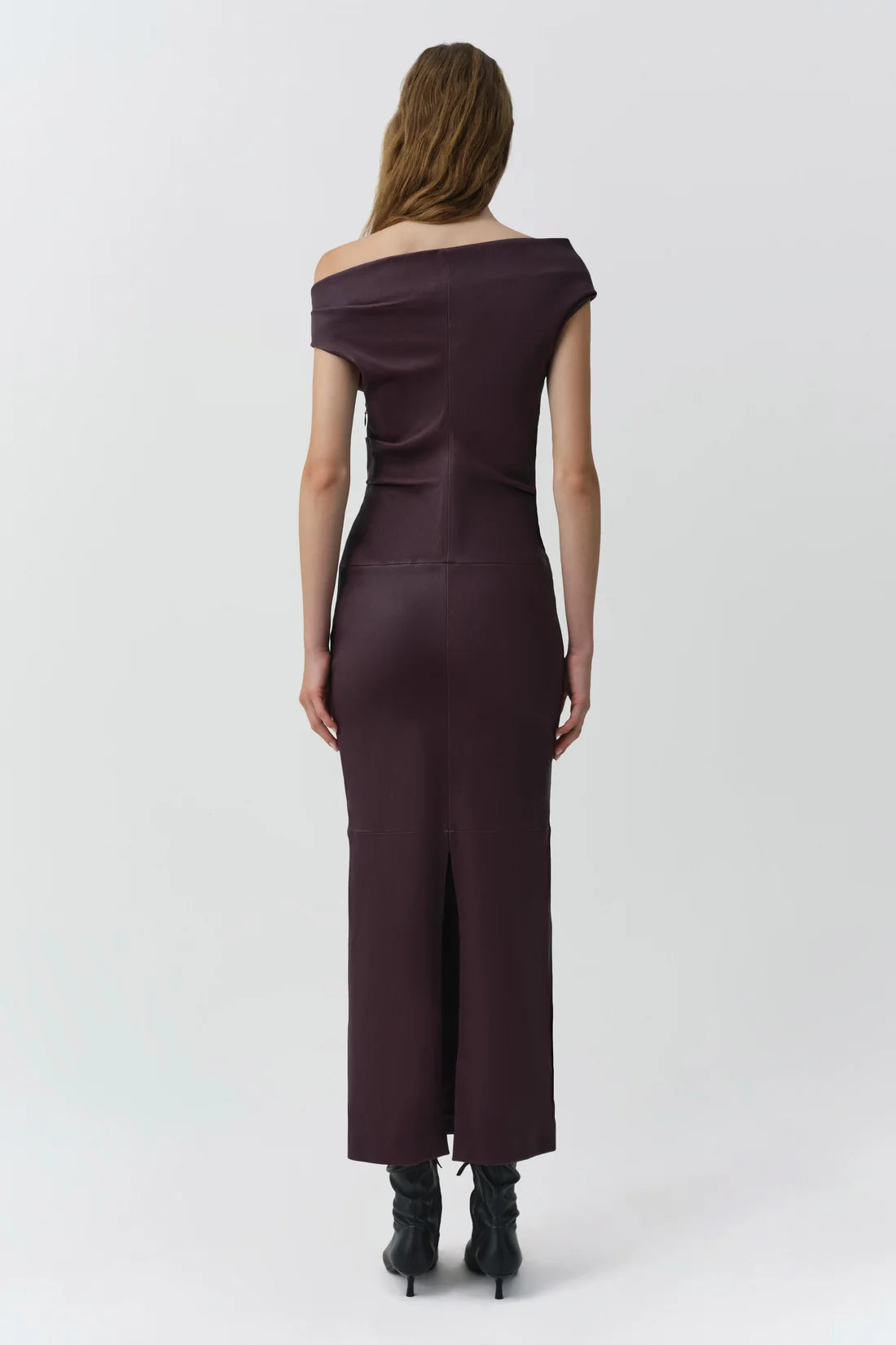 Simkhai Vessia Leather Midi Dress in Fig