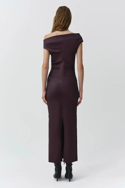 Simkhai Vessia Leather Midi Dress in Fig