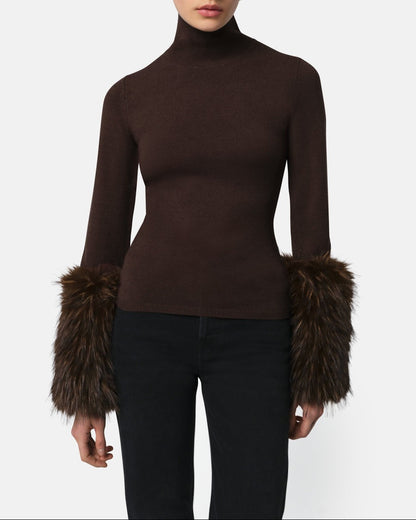 Apparis Aspen Cuff Turtleneck in Dark Brown