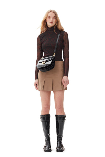 Ganni Drapey Melange Mini Skirt in Tiger's Eye