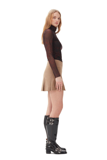 Ganni Drapey Melange Mini Skirt in Tiger's Eye