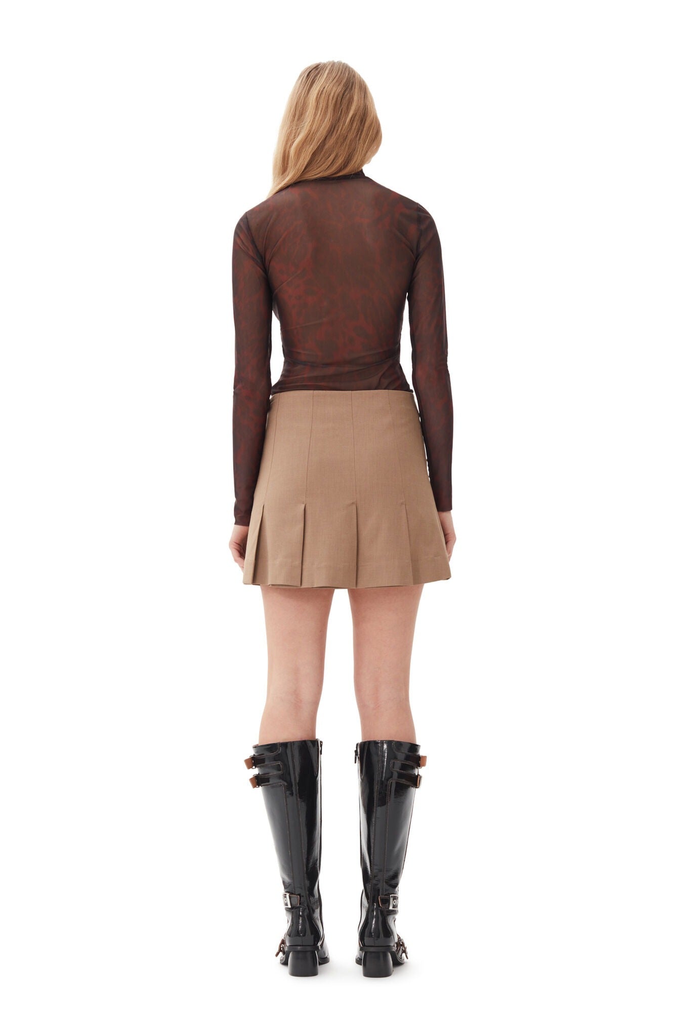 Ganni Drapey Melange Mini Skirt in Tiger's Eye