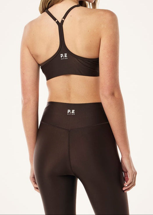 P.E Nation Fairmont Sports Bra in Espresso