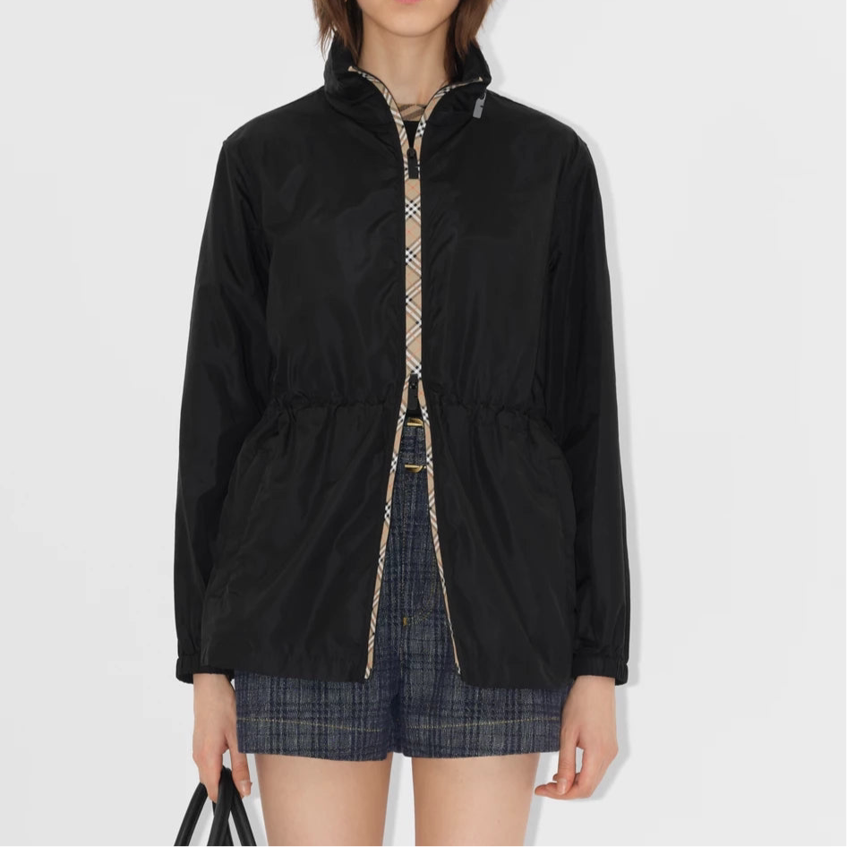 Burberry Short Nylon Parka in Black