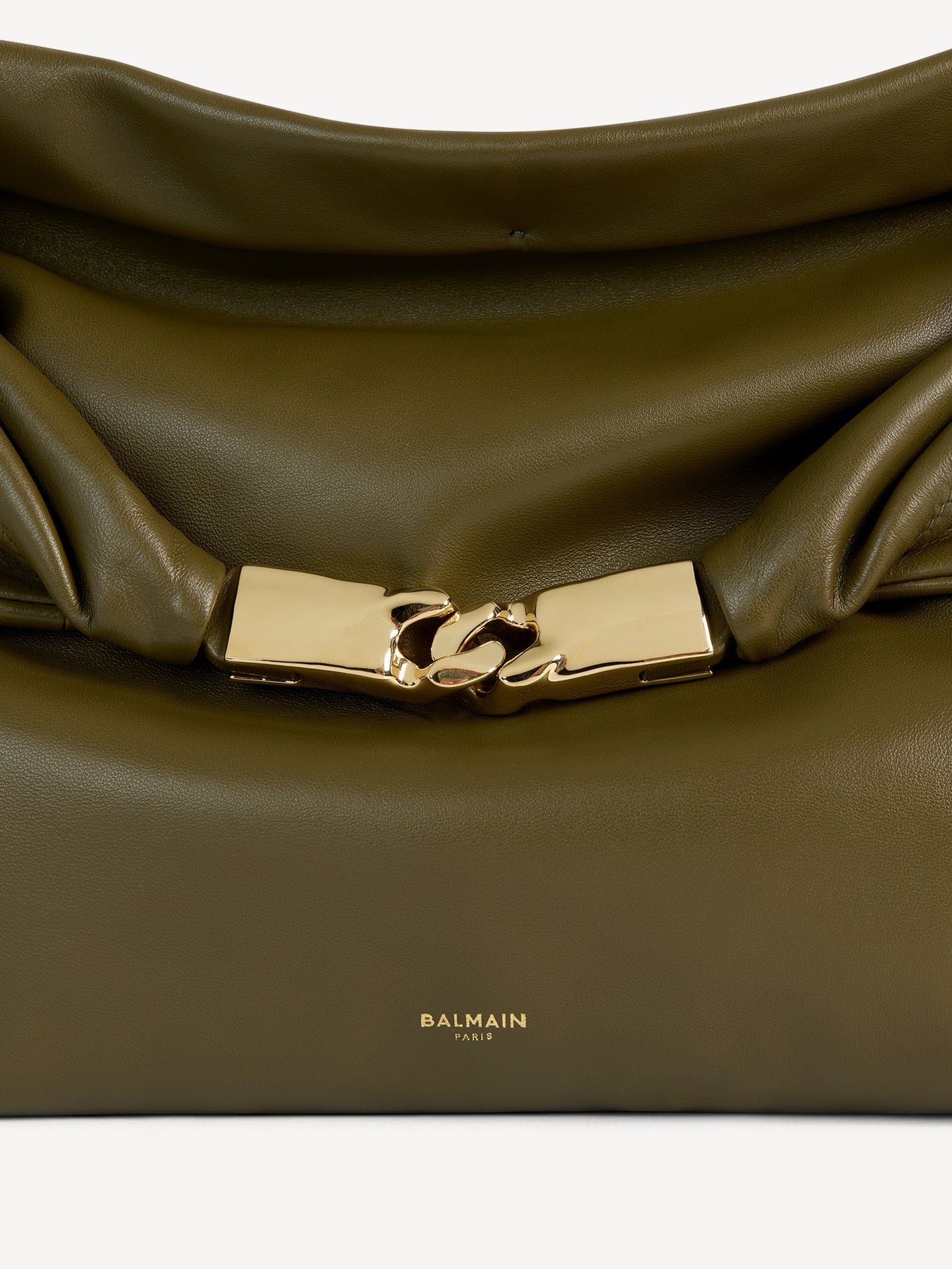 Balmain Dinner at 8 Medium Lambskin Bag in Dark Olive