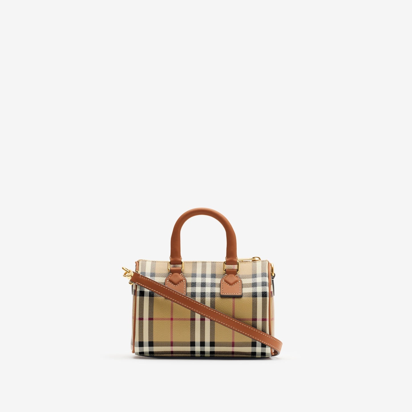 Burberry Mini Check Bowling Bag in Archive Beige/Briar Brown