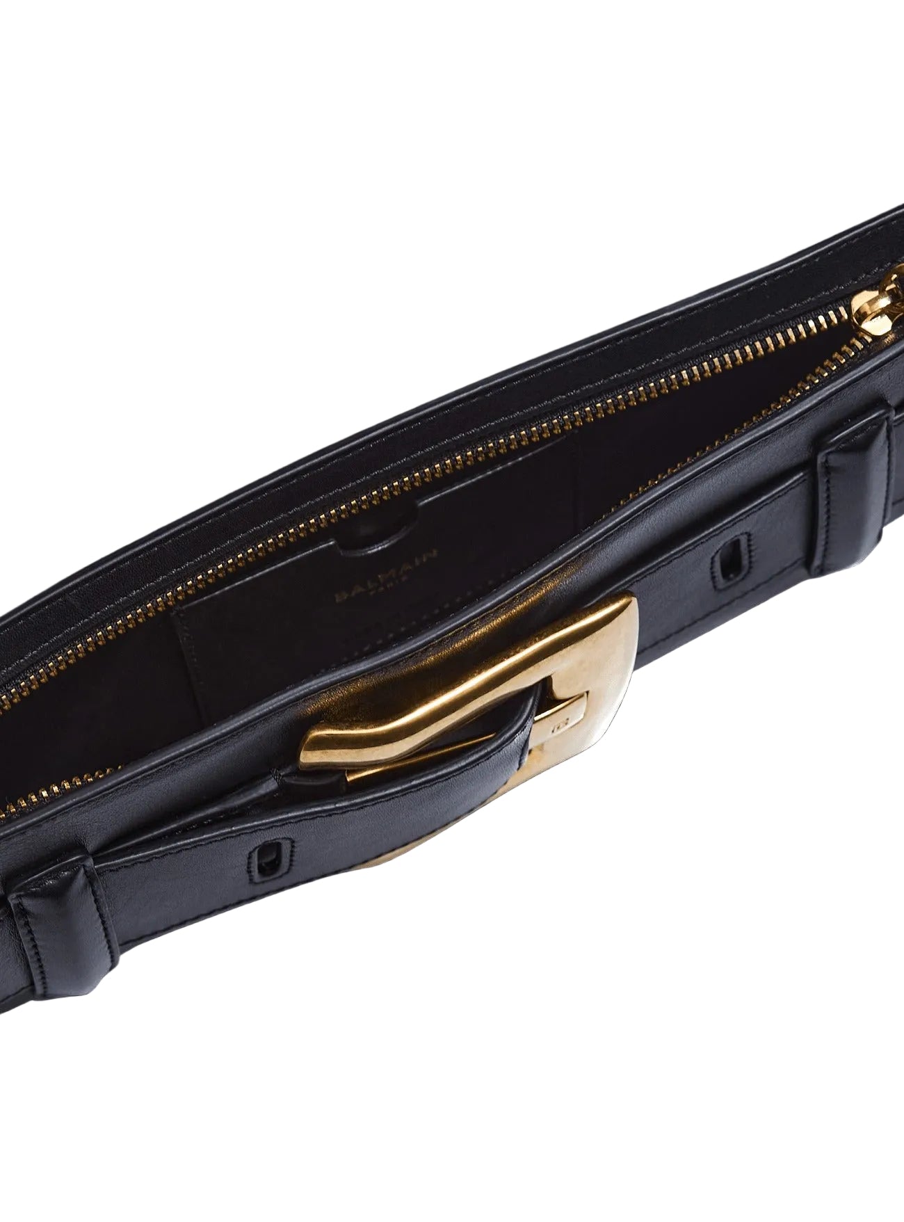 Balmain Anthem Calfskin Leather Clutch in Noir