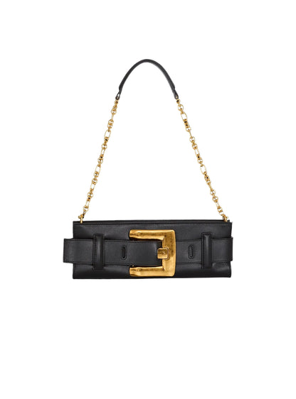 Balmain Anthem Calfskin Leather Clutch in Noir