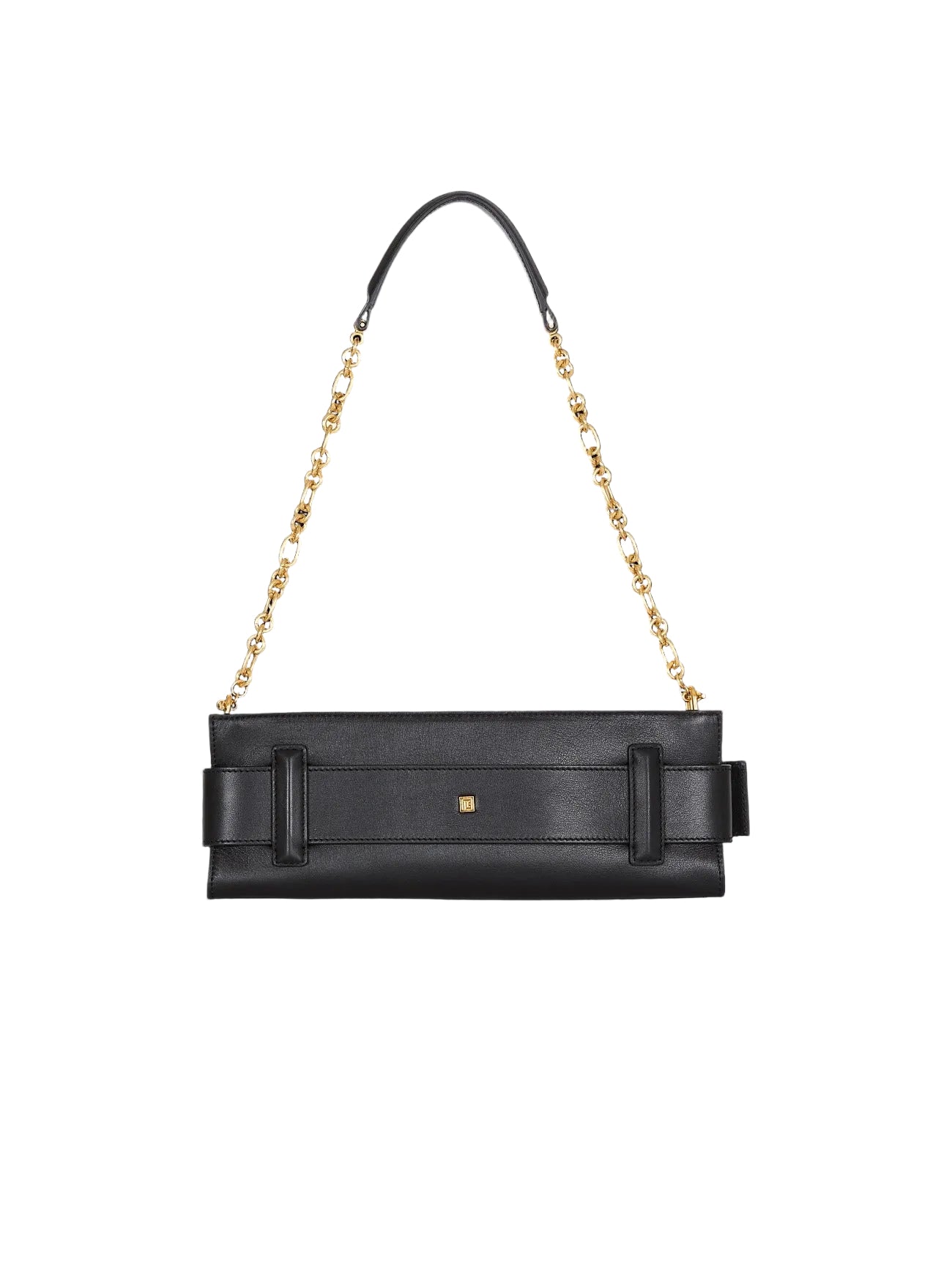 Balmain Anthem Calfskin Leather Clutch in Noir