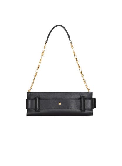 Balmain Anthem Calfskin Leather Clutch in Noir