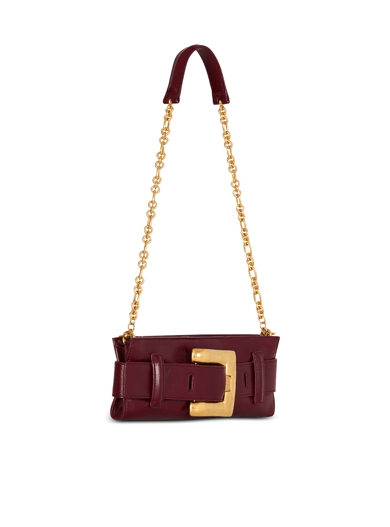 Balmain Anthem Calfskin Leather Clutch in Aubergine