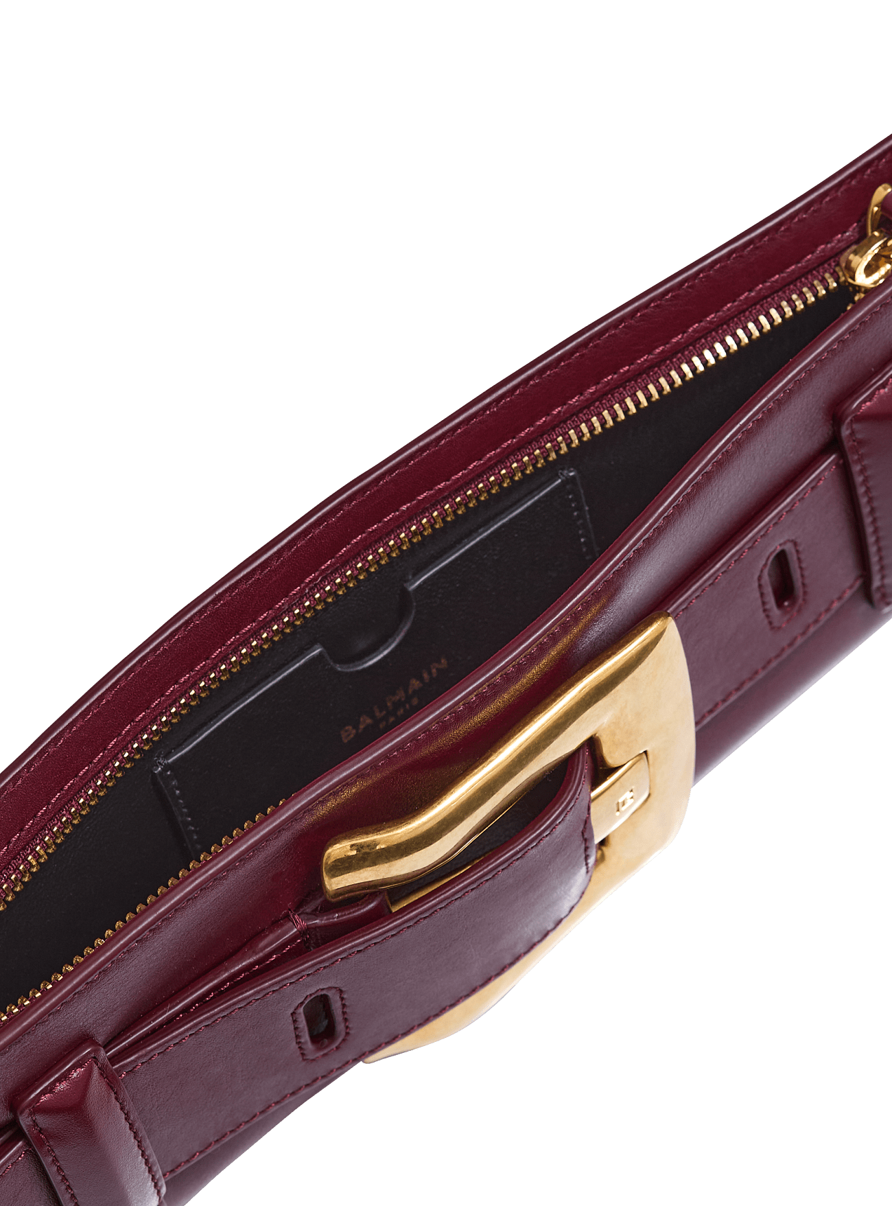 Balmain Anthem Calfskin Leather Clutch in Aubergine