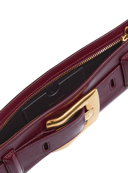 Balmain Anthem Calfskin Leather Clutch in Aubergine