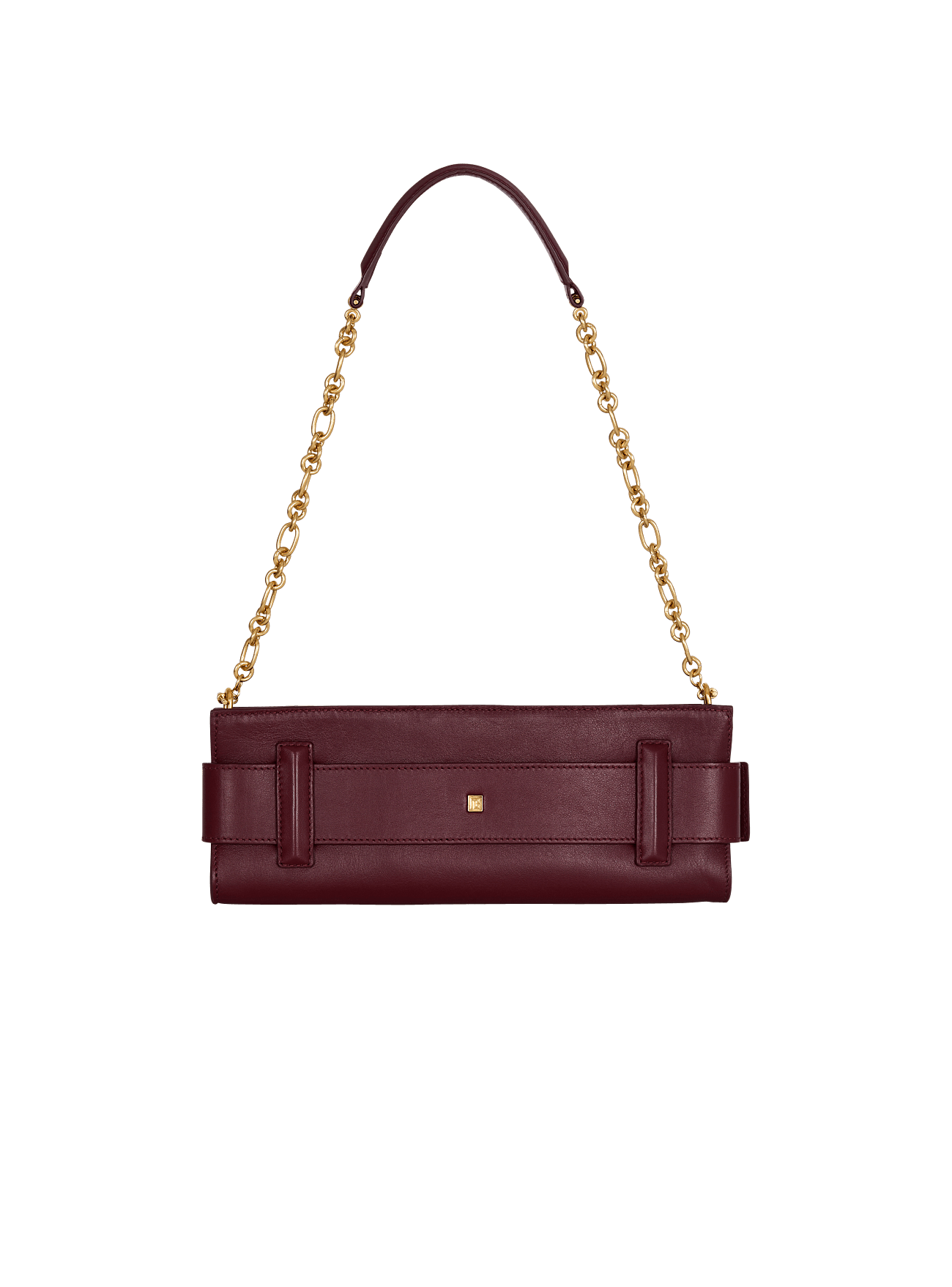 Balmain Anthem Calfskin Leather Clutch in Aubergine