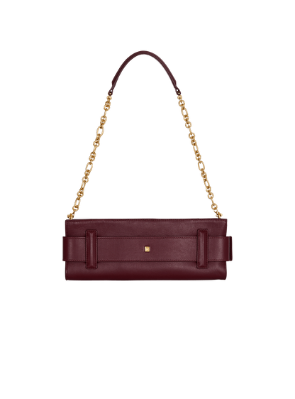 Balmain Anthem Calfskin Leather Clutch in Aubergine