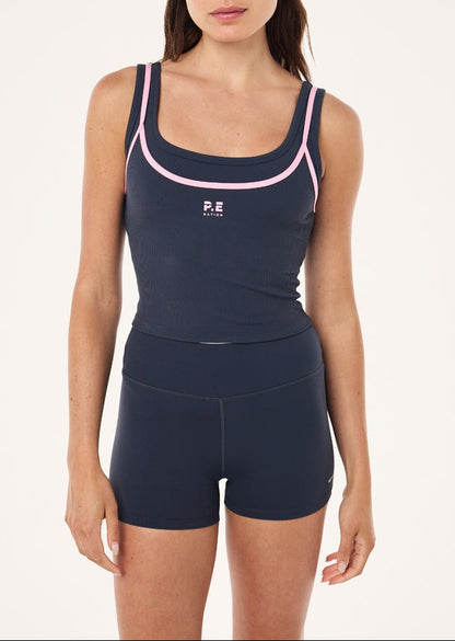 P.E Nation Forward Tank in Marine Blue/Prism Pink