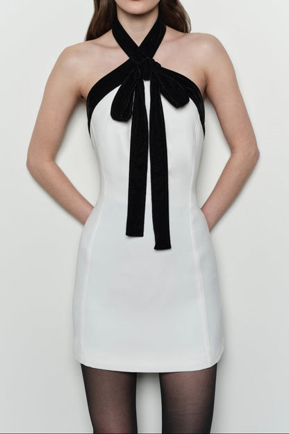 Simkhai Jolie Velvet Tie Mini Dress in Ivory Multi