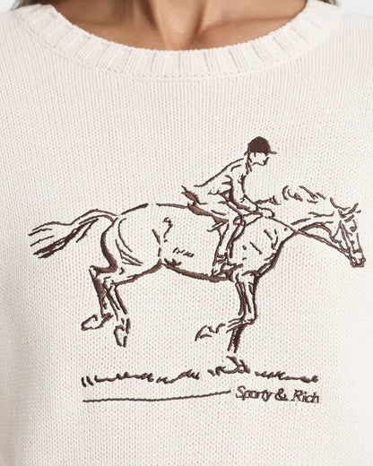 Sporty & Rich Horse Knitted Sweater in Ecru