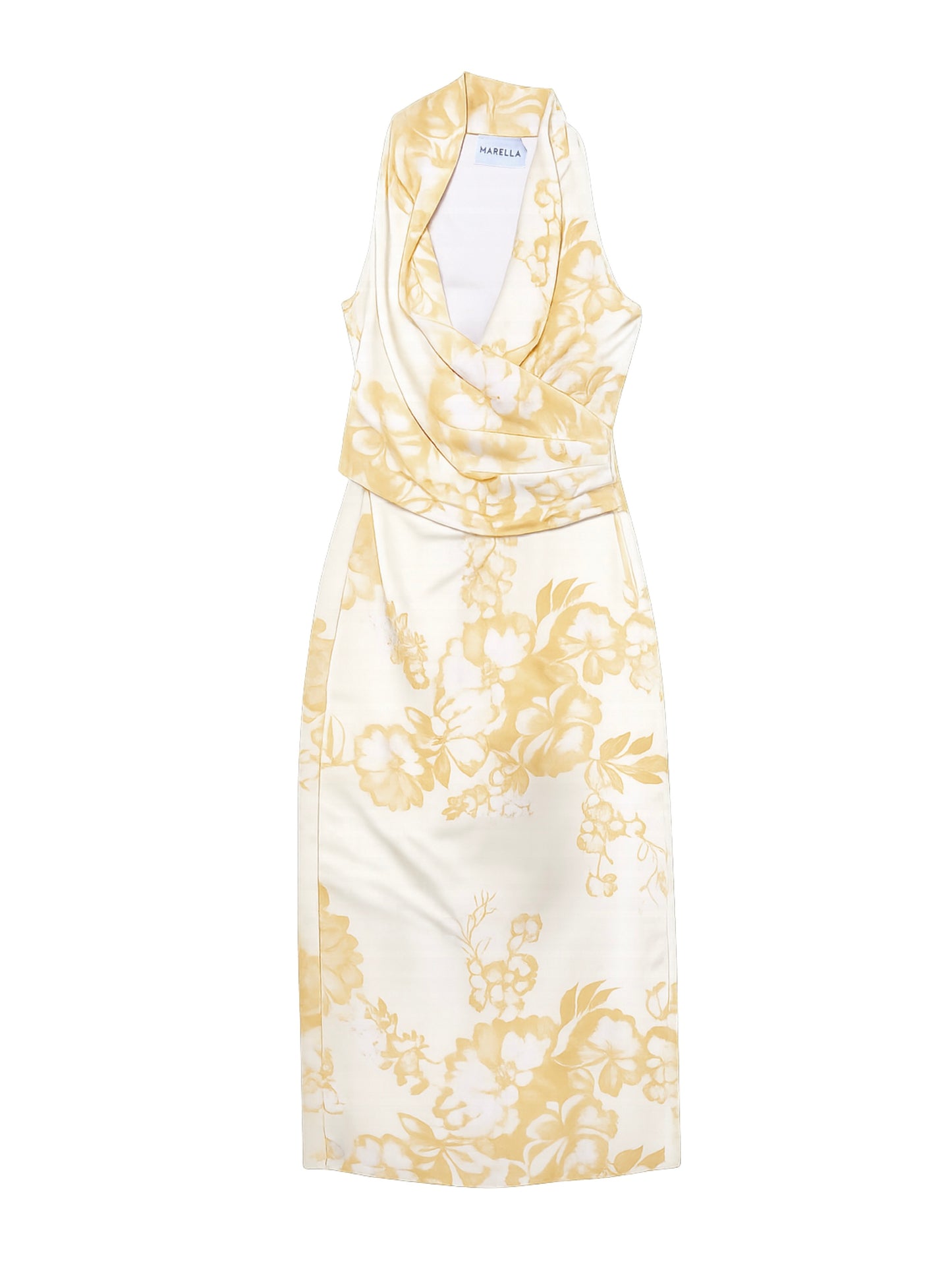 Marella Surplice Print Below the Knee Dress in Yellow