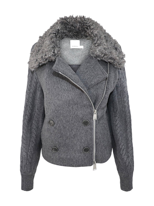 Simkhai Giovana Cable Knit Sleeve Jacket in Charcoal