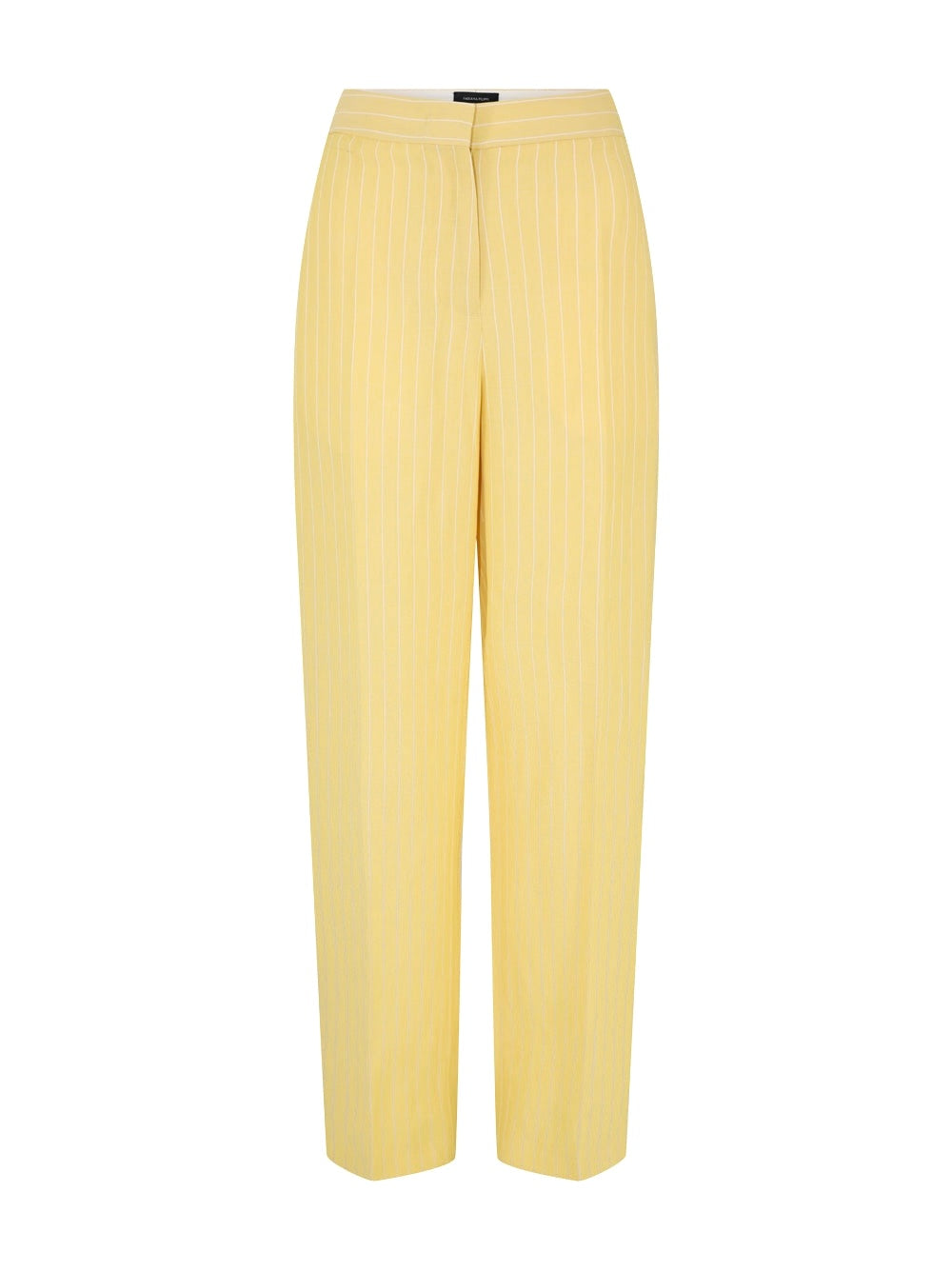 Fabiana Filippi Viscose and Linen Pinstripe Pants in Canarino/Blanco