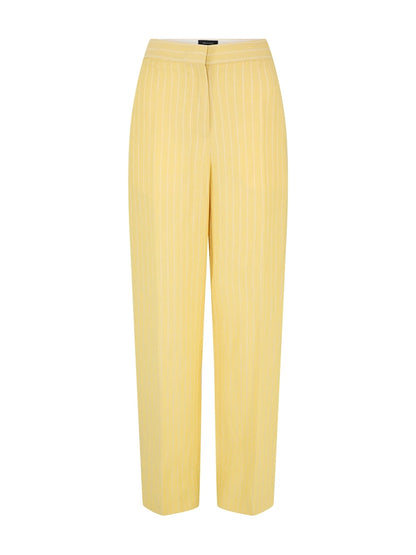 Fabiana Filippi Viscose and Linen Pinstripe Pants in Canarino/Blanco