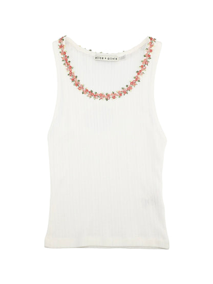 Alice + Olivia Allen Tank Top in Off White