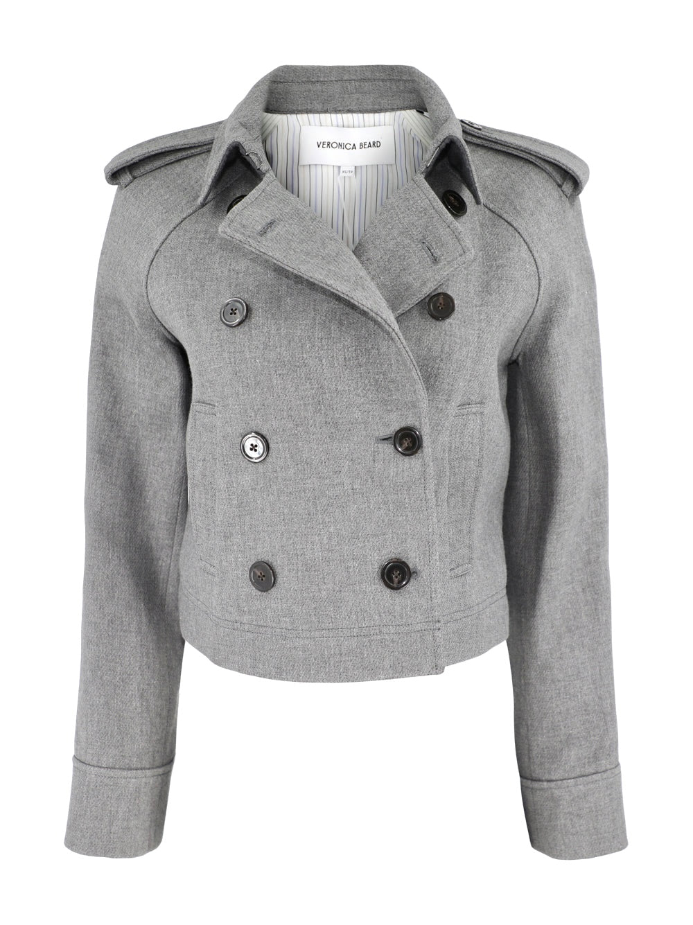 Veronica Beard Cropped Conneley Trench Coat in Medium Heather Grey