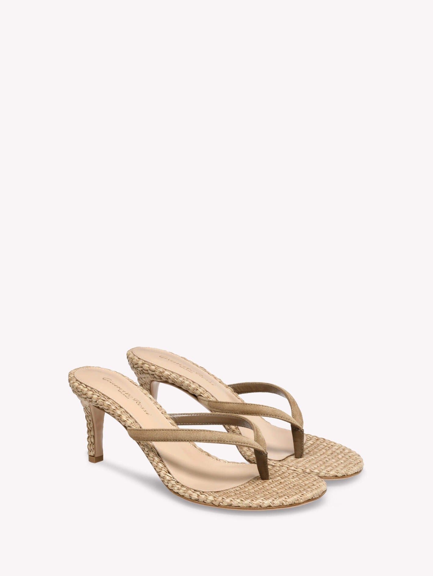 Gianvito Rossi Calypso Mules in Camel+Natural