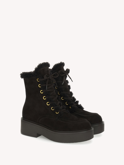 Gianvito Rossi Kiso Suede + Fur Boot in Moka