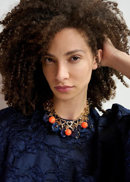 Essentiel Antwerp Gesatis Fantasy Necklace in Dark blue / Gold / Orange