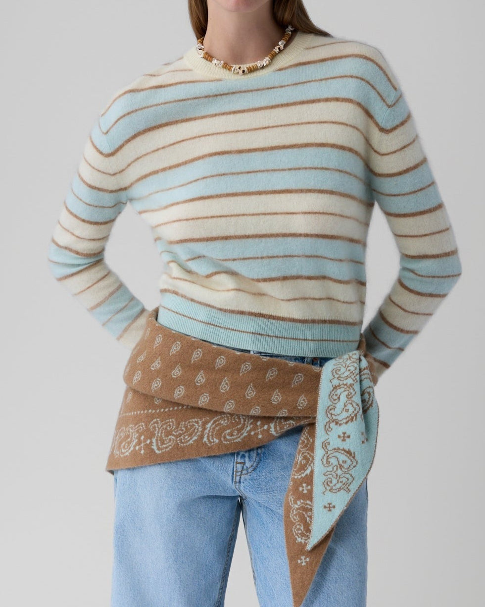 Guest in Residence Grizzly Stripe Crew in Seaglass Combo