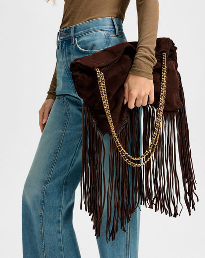 Veronica Beard Large Fringe Veronica Beard Slouch Bag in Espresso