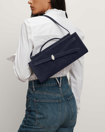 Veronica Beard Suede Dash Clutch in Navy