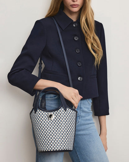 Veronica Beard Woven Anchor Bag in Navy Multi
