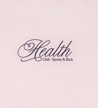 Sporty & Rich Health Script Crewneck in Pink Dolphin