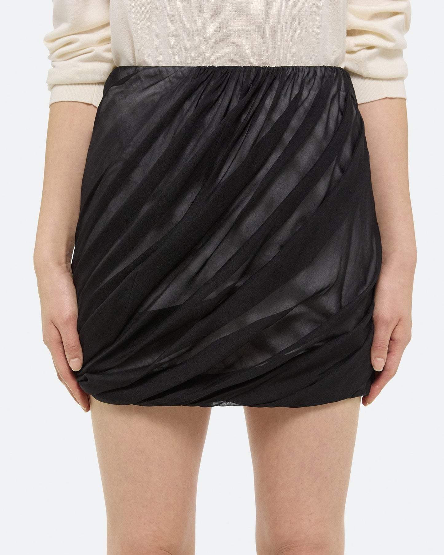 Helmut Lang Silk Bubble Skirt in Black