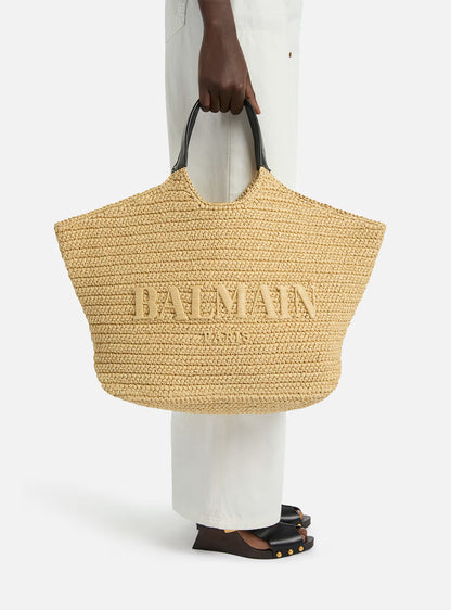 Balmain Crochet Tote Bag in Beige