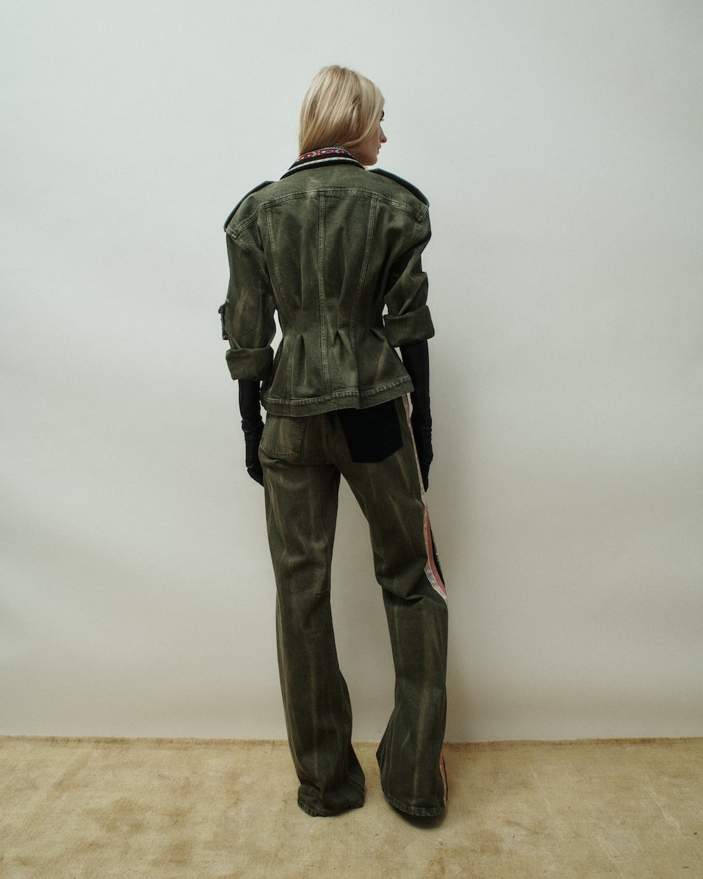 Hellessy Lou Jacket in Olive Distress Wash/Black