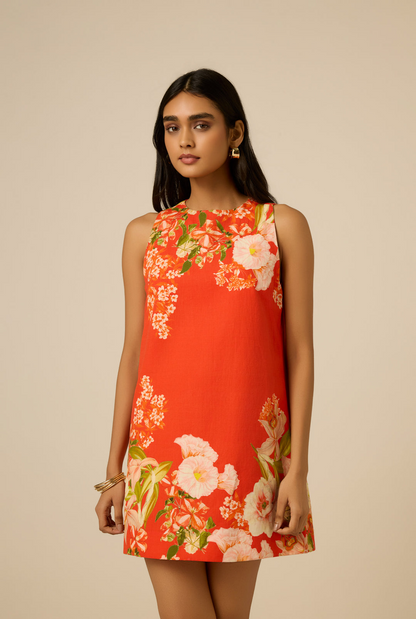 Hemant and Nandita Hibi Shift Mini Dress in Orange