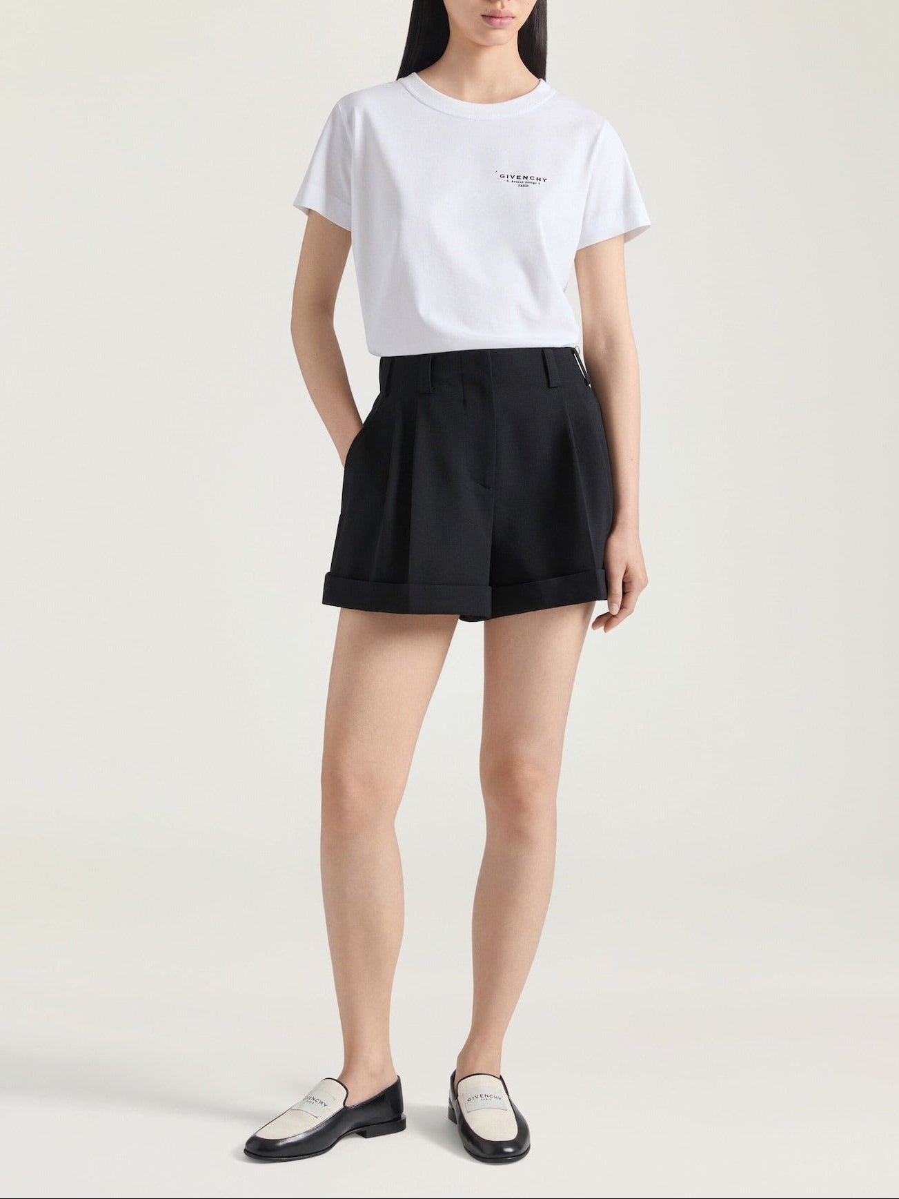 Givenchy Double Pleated Shorts in Black