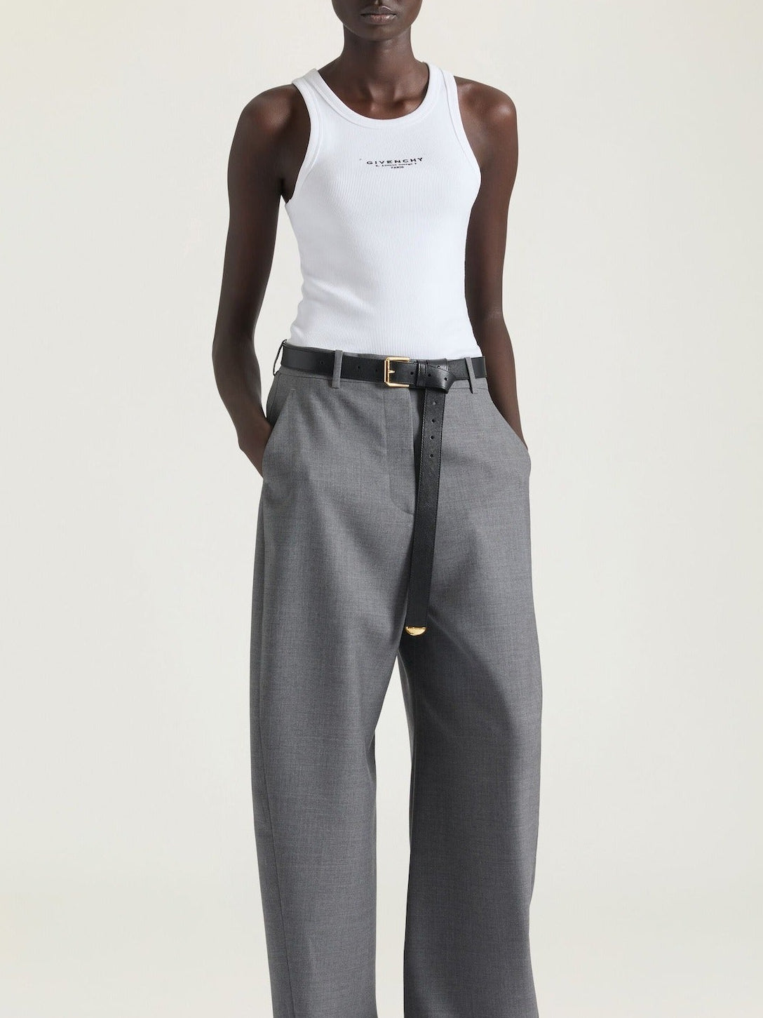 Givenchy Slim Fit Tank Top in Cotton with GIVENCHY Stamp Print in White
