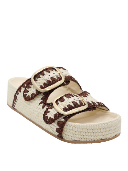 Loeffler Randall Theo Two Band Sandal in Brown/Cream
