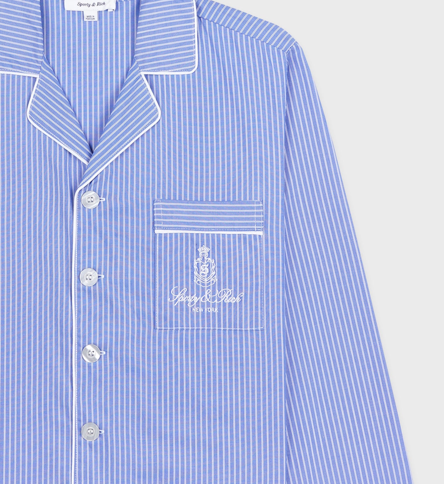 Sporty & Rich Vendome Pyjama Blue Striped Shirt